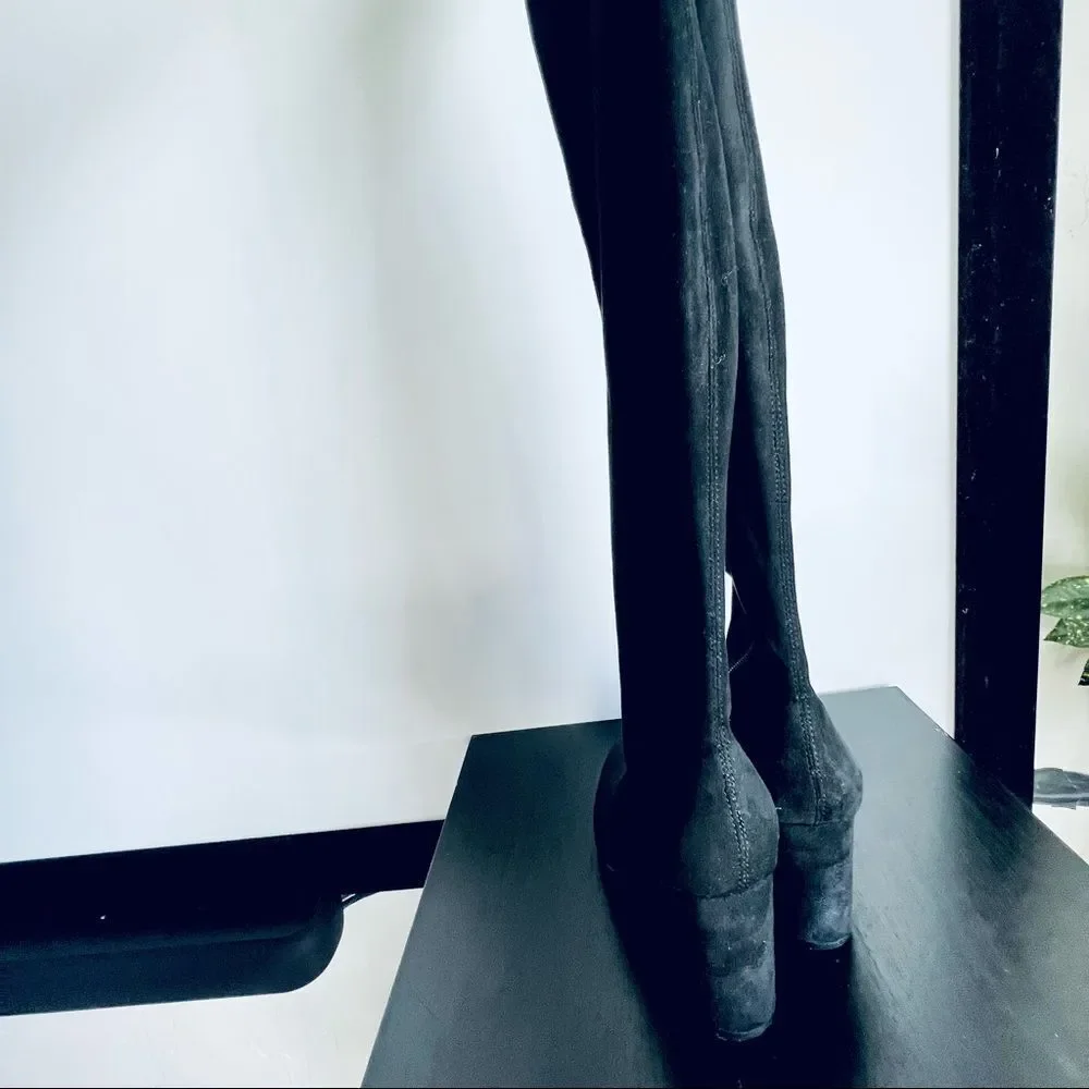 Steve Madden Larah Over The Knee Boots Black Heeled Sock Boot Size 8
